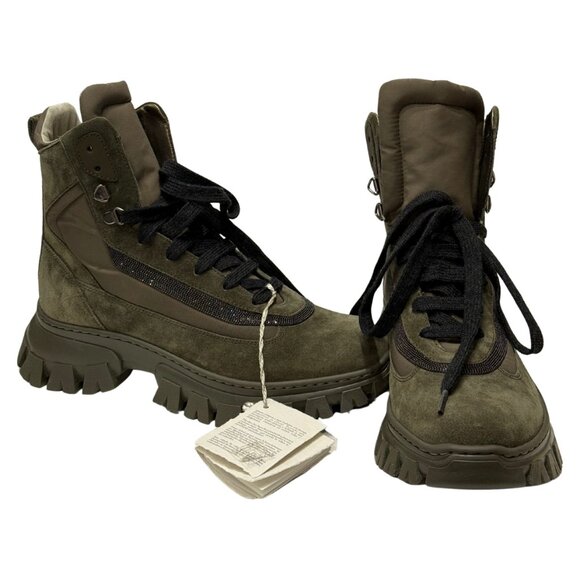 $1500 Brunello Cucinelli NEW! olive green suede boots size 9/39 - Picture 3 of 7